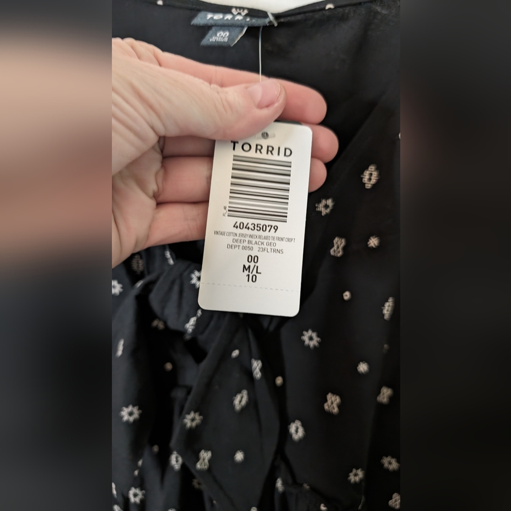 Torrid Women's Vintage Cotton Jersey V-Neck Relaxed Tie Front Top Plus m/l New - Picture 2 of 8